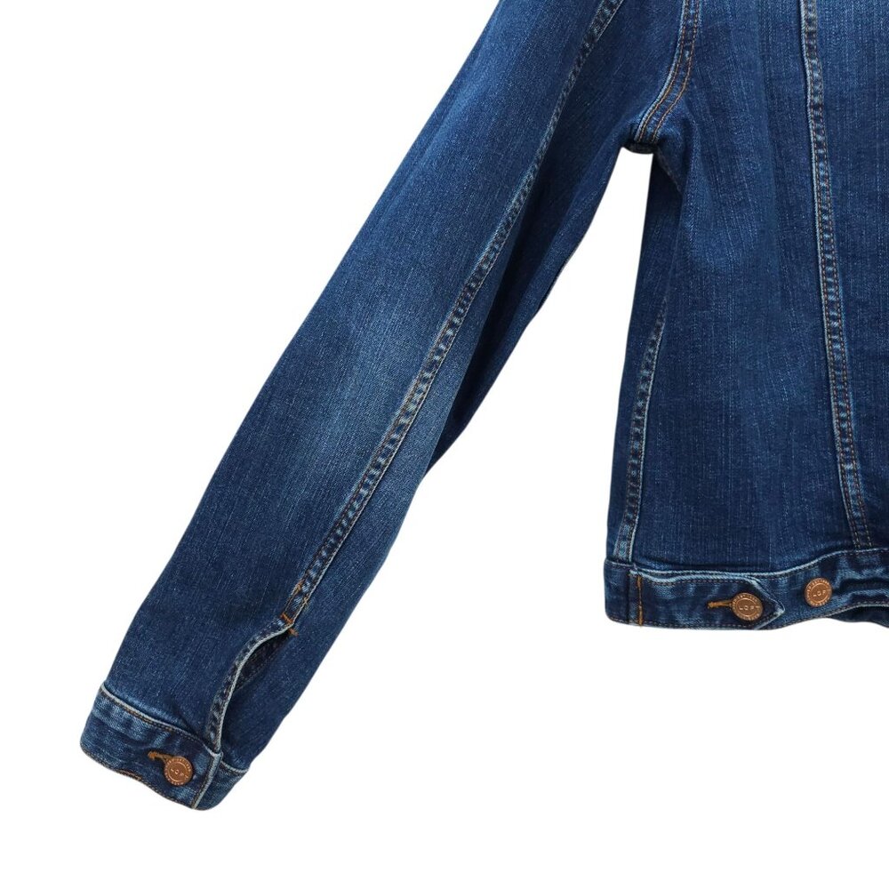LOFT Denim Western Jacket Womens L Button Front Cropped Long Sleeve Pockets - Picture 14 of 16